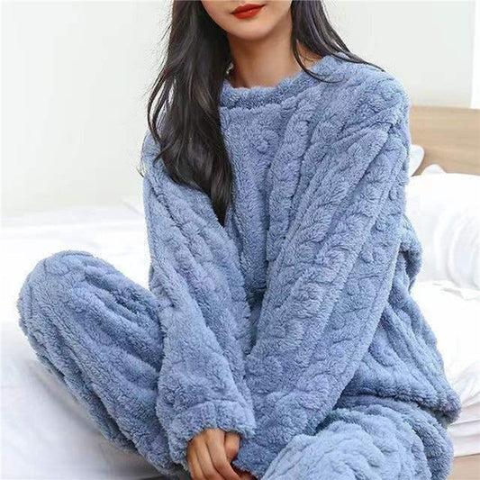 Dam Fleece Pyjamas Set Mysig och Bekväm-1