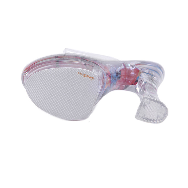 Dam Sandaler Ankelrem Transparent PU-Läder Hög Klack-5