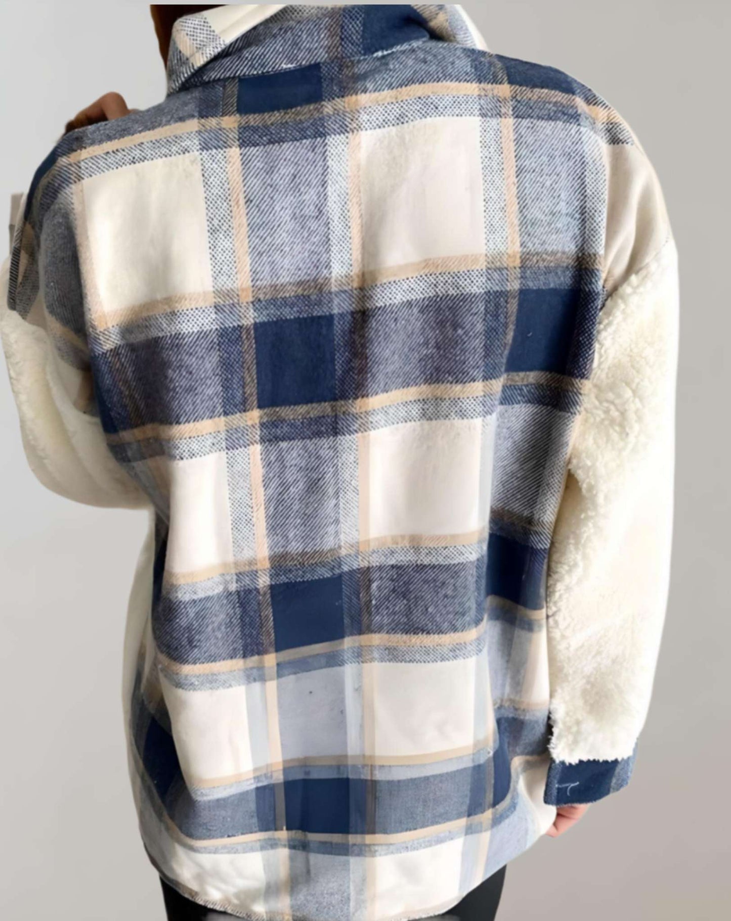 Dam Vinterjacka Lång Rutigt Design med Bröstfickor i Värmeisolerande Tyg 2
