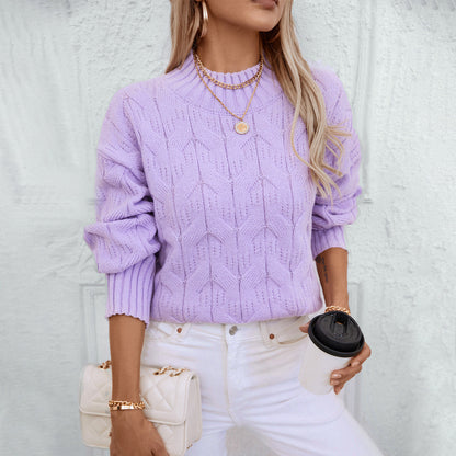 Stickad Damtröja Klassisk Design Mjuk Material-2