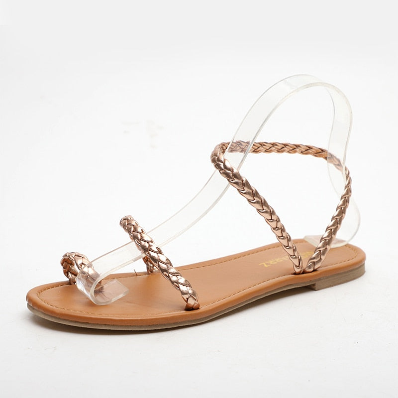 Dam Sandaler Gladiator Flätad PU-läder-3