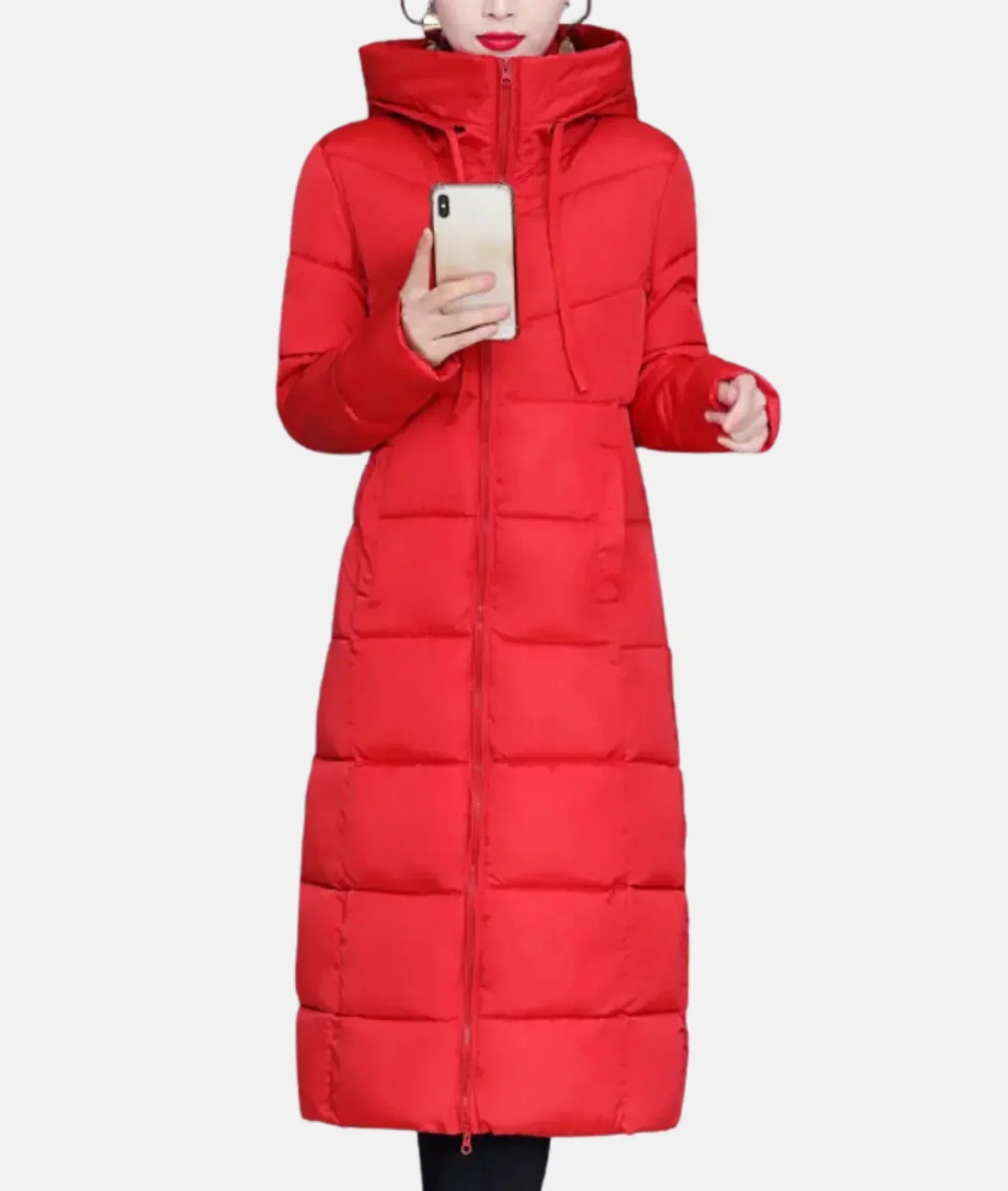 Variant image for Lång Vinterrock Dam Elegant Huva Hållbar Bomull Polyester-7