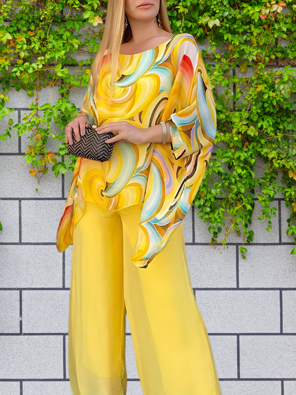 Kvinnors Sommaruppsättning Färgglad Bomull och Linne-3