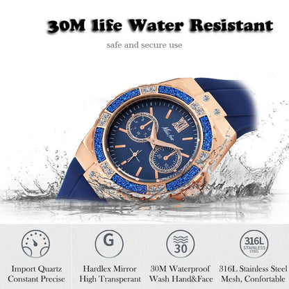 Herrklocka Chronograph Rostfritt Stål Gummiband-3