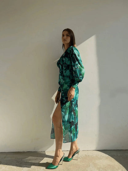 Kvinnors Långärmad Klänning Modern Design i Fint Tyg 5