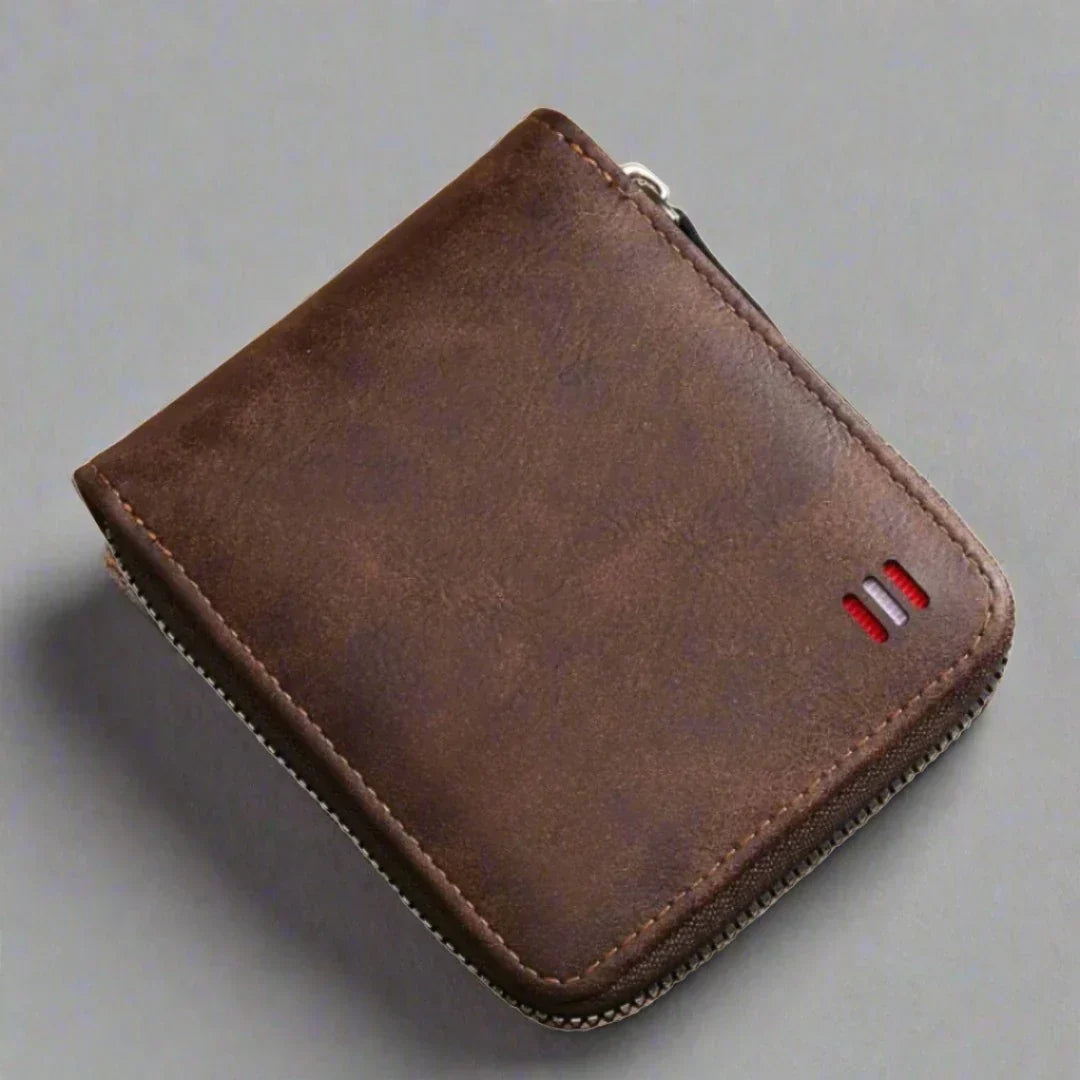 Dam Vintage Kort Dragkedja PU-Läder-2