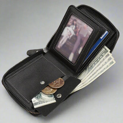 Dam Vintage Kort Dragkedja PU-Läder-3