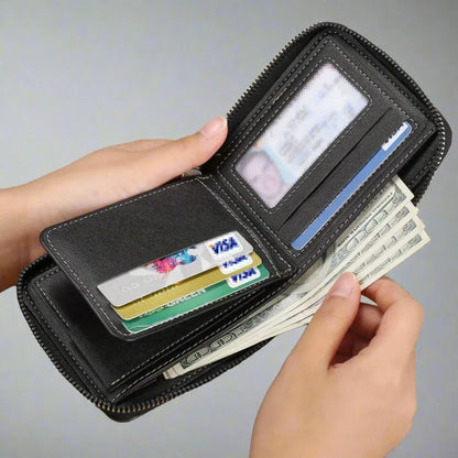 Dam Vintage Kort Dragkedja PU-Läder-4