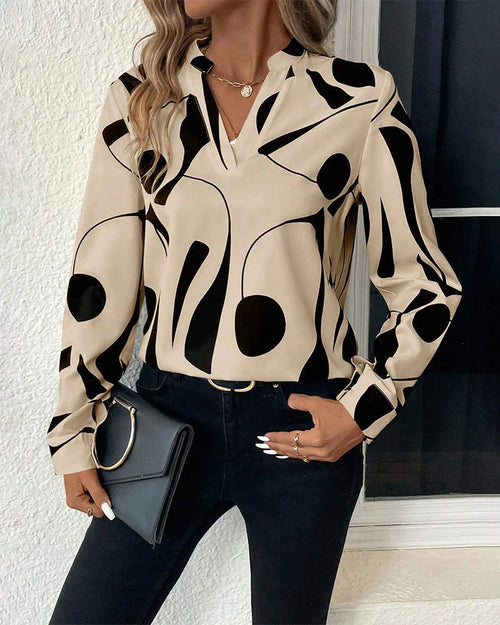 Kvinno Blus Modern Tryckt Lätt Material 1