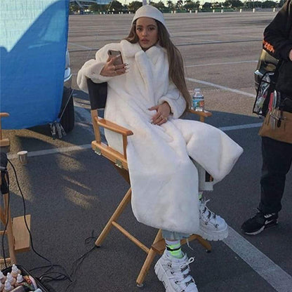 Dam Teddymantel Lång Plyschtare Elegant Mjuk-3