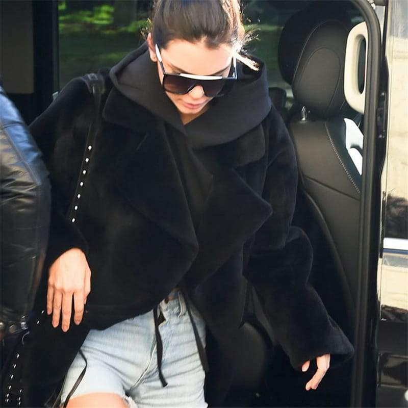 Dam Teddymantel Lång Plyschtare Elegant Mjuk-6