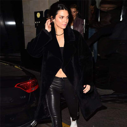 Dam Teddymantel Lång Plyschtare Elegant Mjuk-4