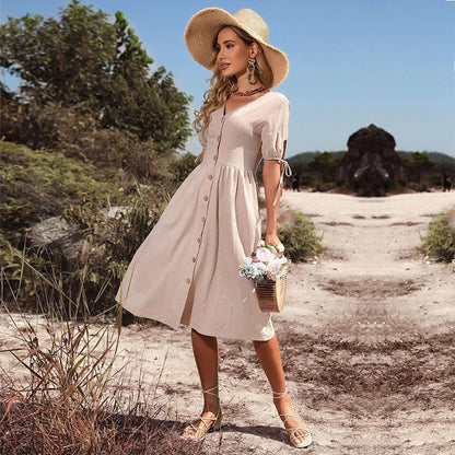 Dam Midiklänning Klassisk Bomull-4