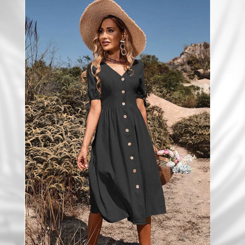 Dam Midiklänning Klassisk Bomull-2