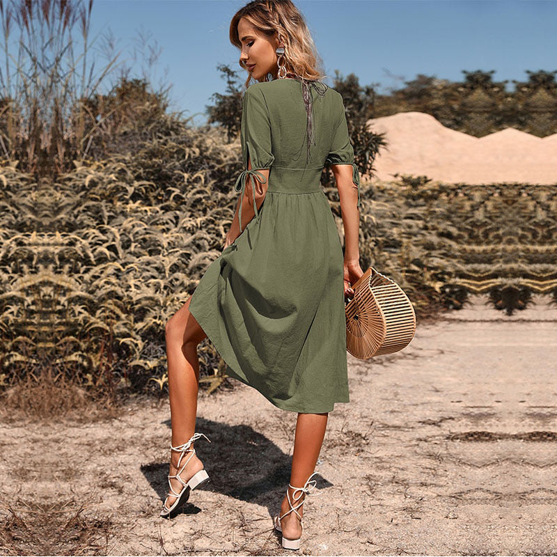 Dam Midiklänning Klassisk Bomull-3