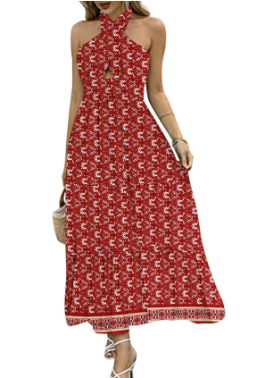 Variant image for Dam Midiklänning Tvärkorsad Halsringning Andningsbar Tyg-6