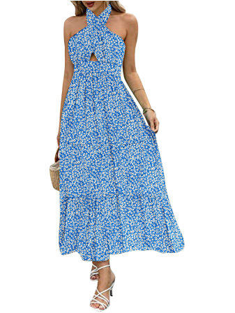 Variant image for Dam Midiklänning Tvärkorsad Halsringning Andningsbar Tyg-13