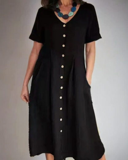 Variant image for Fina Dam Klänningar V-ringning Linne Avslappnad Passform-6