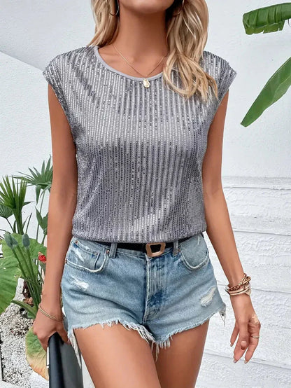 Variant image for Dam Blus Ärmlös Glittrande Polyester för Fest och Vardag-17