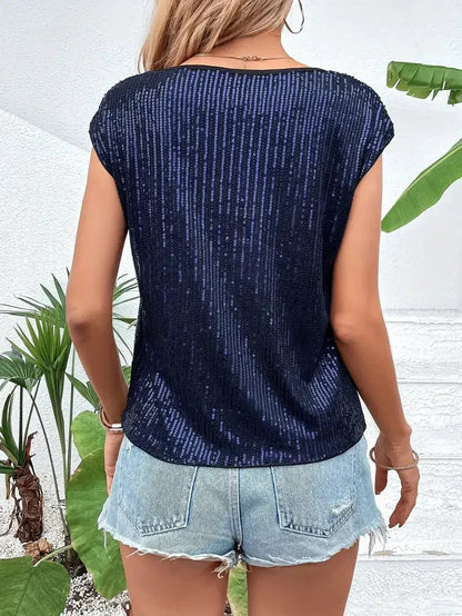 Dam Blus med Paljetter Tidlös Stil Polyester-3