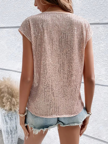 Dam Blus med Paljetter Tidlös Stil Polyester-5