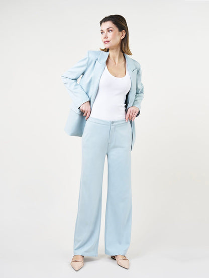 Snygga Byxor Dam Hög Midja Bred Ben Stretch Denim-2