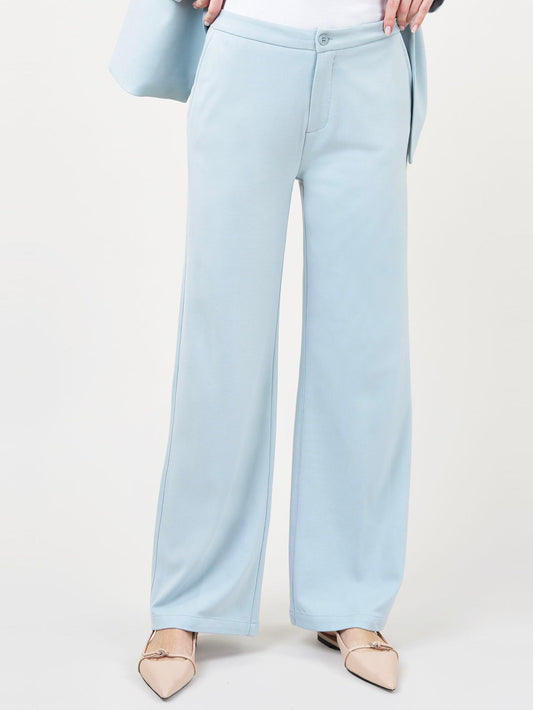 Snygga Byxor Dam Hög Midja Bred Ben Stretch Denim-1