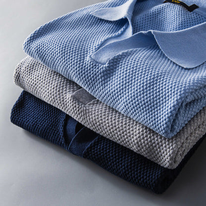 Herr Poloshirt V-formad Krage Piuma-bomull-3