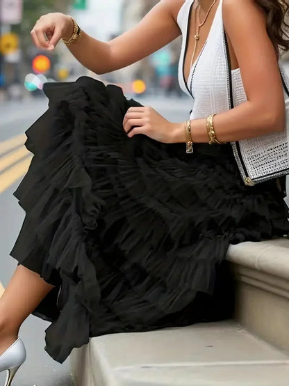 Kvinnors Tyllkjol Trendig Design Luftig Polyester-2