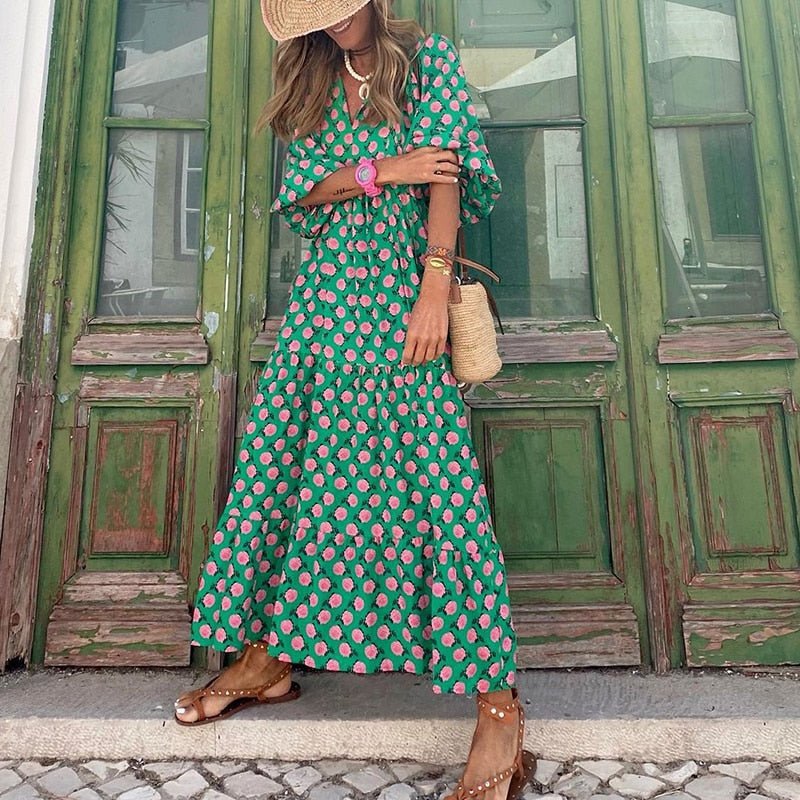Variant image for Kvinnors Lång Klänning Boho Stil Lätt Material-6