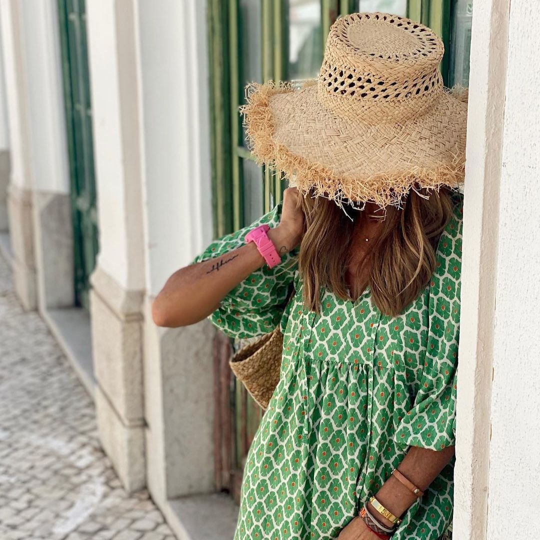 Kvinnors Lång Klänning Boho Stil Lätt Material-4