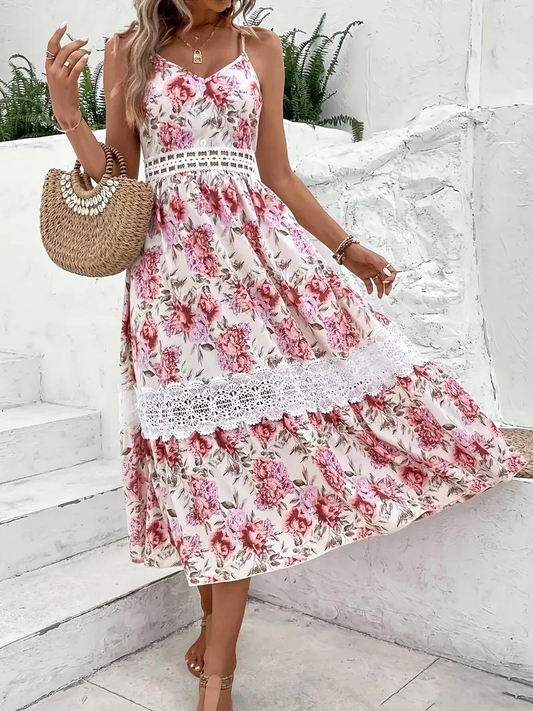 Dam Sommarklänning Blommönster Lätt Polyester 1