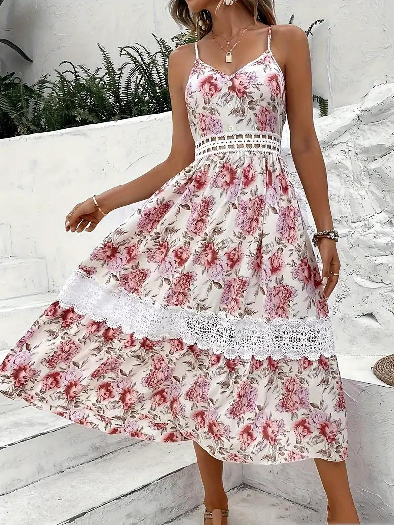 Dam Sommarklänning Blommönster Lätt Polyester 2