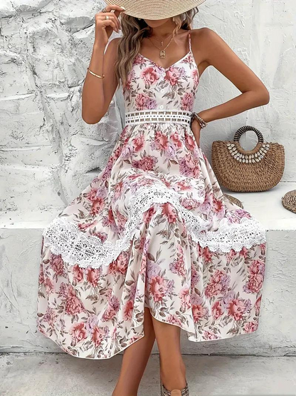 Dam Sommarklänning Blommönster Lätt Polyester 4