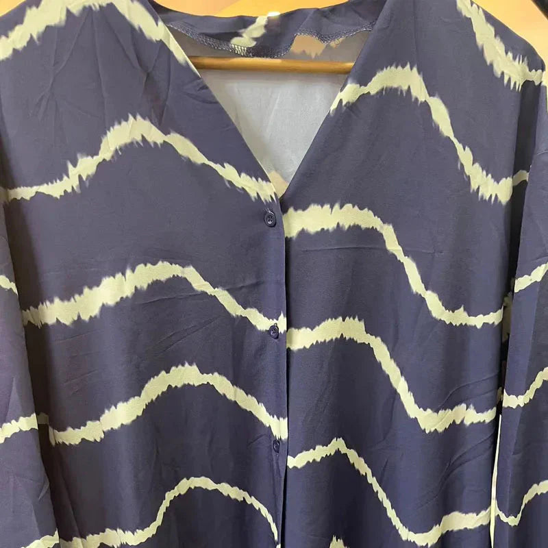 Långärmad Klänning Boho Löst Passform Polyester för Kvinnor-3