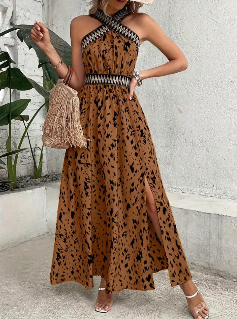 Dam Maxiklänning Boho Stil Mjuk Bomull för Sommar 9
