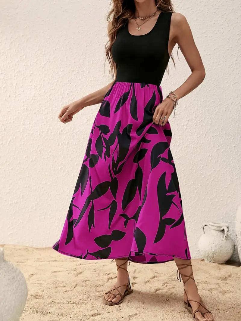 Variant image for Dam Maxiklänning Ärmlös Cirkulär Halsringning Polyester för Sommar-9