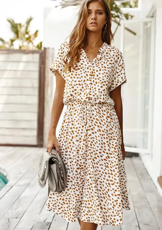 Dam Sommarklänning Vintage Lätt Material för Midsommar och Bröllopsgäst-1