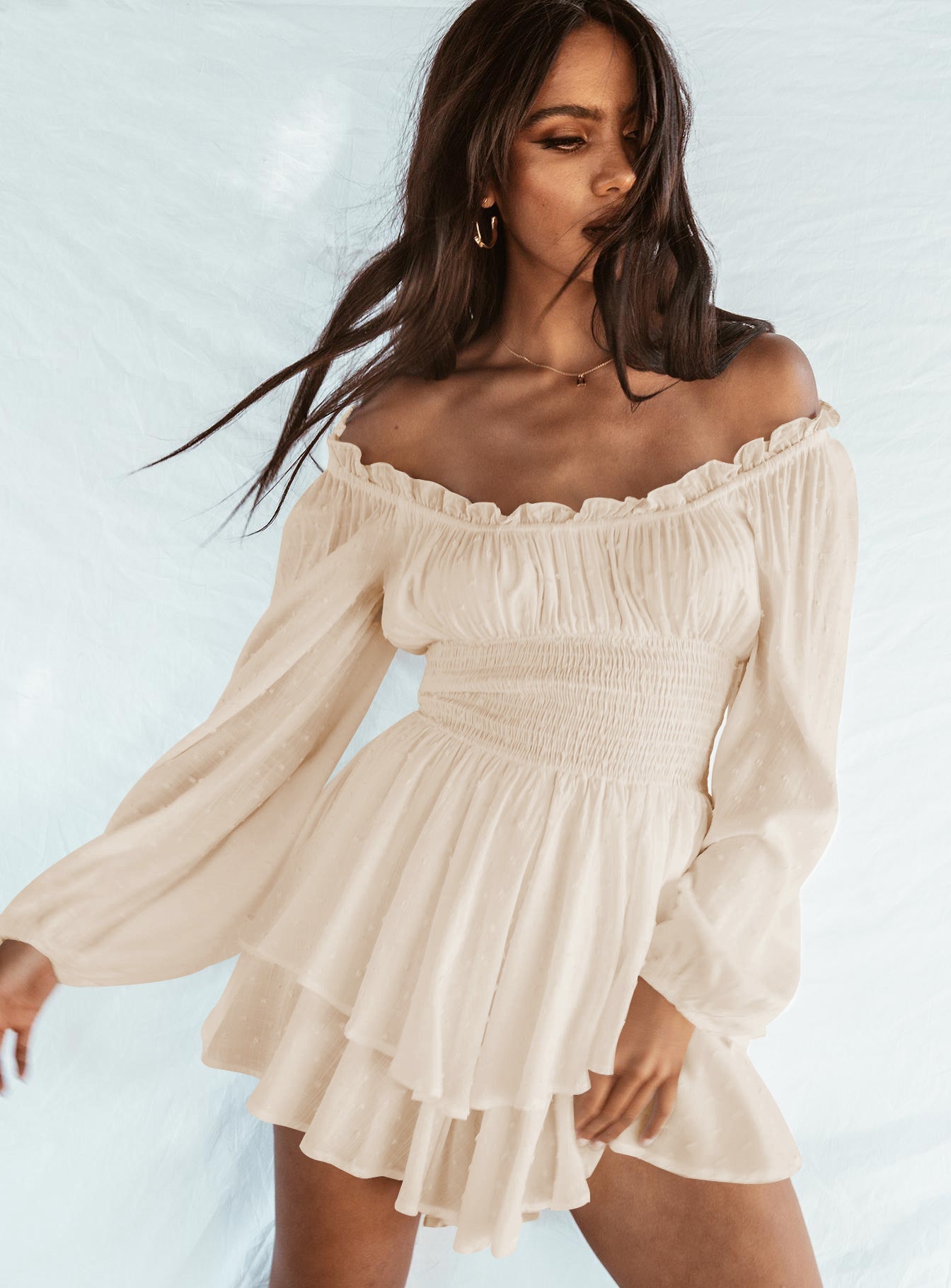 Variant image for Dam Sommarklänning Axelfri Ruffles Lätt Tyg-9