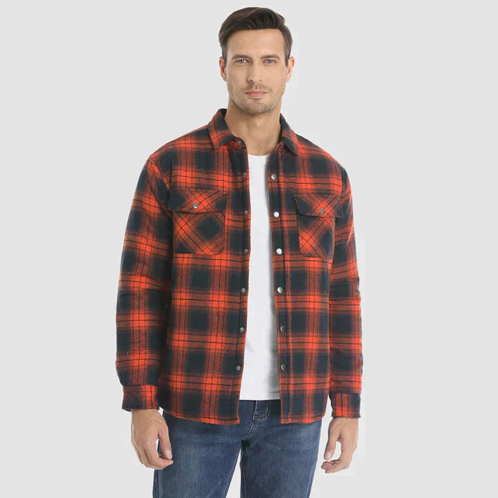 Herr Flanelljacka Fodrad med Huva i Quiltad Polyester-3
