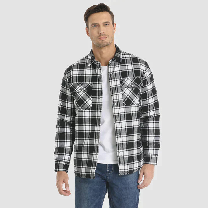 Herrjacka Fodrad Flanell Polyester för Vinter 15