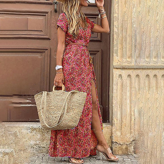 Maxiklänning Dam Boho Sidoslits Lätt Tyg 1