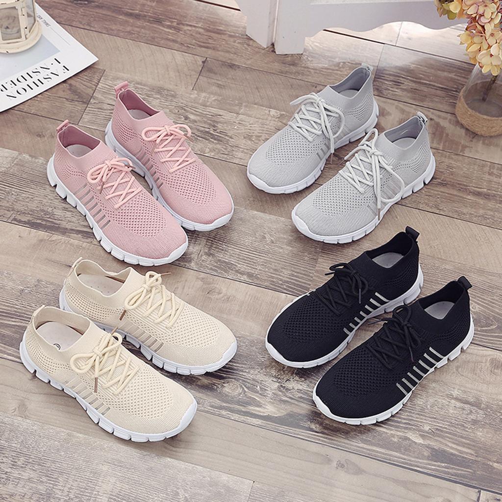 Kvinnors Sneakers Slip-On Ortopediska Andningsbart Tyg-5