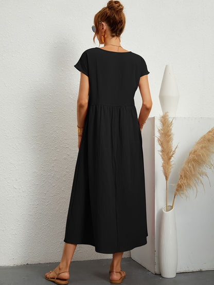 Fina Dam Klänningar Rund Halsringning Elegant 100% Mjuk Bomull 6