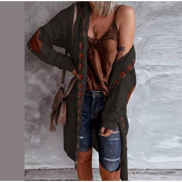 Dam Tröja Huva Lång Knälängd Högkvalitativt Tyg-2