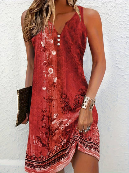 MIDI Klänning för Kvinna med Boho Stil – Lätt Tyg och Blommönster, Avslappnad Passform, Djup Klyvning, Maskintvättbar 11