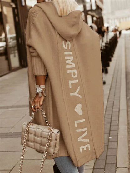 Variant image for Dam Lång Kofta med Huva Stickad Akrylblandning-11