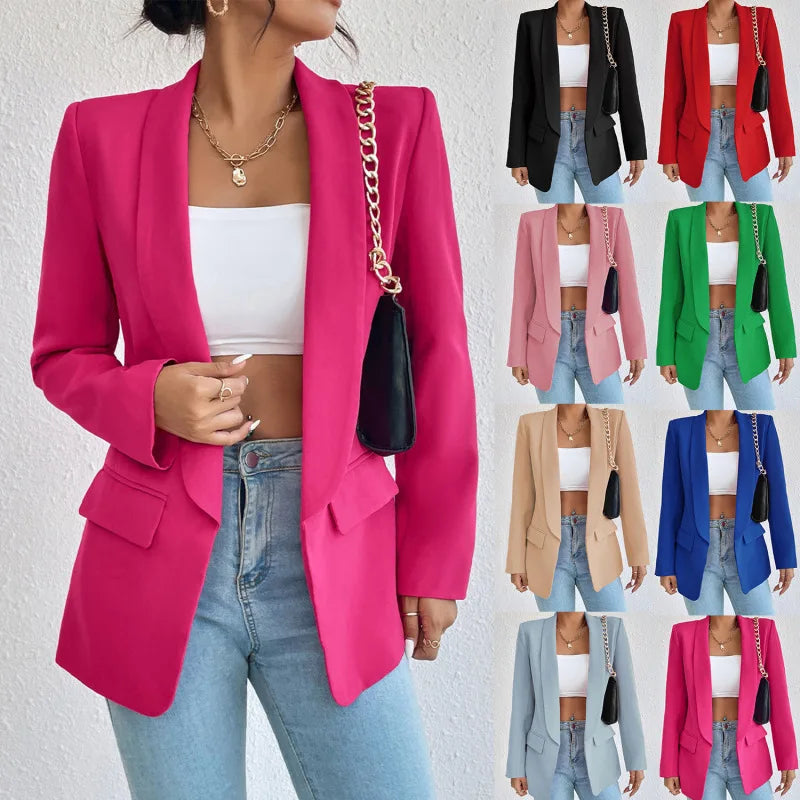 Dam Blazer Modern Snitt Högkvalitativ Elegant Tyger 4