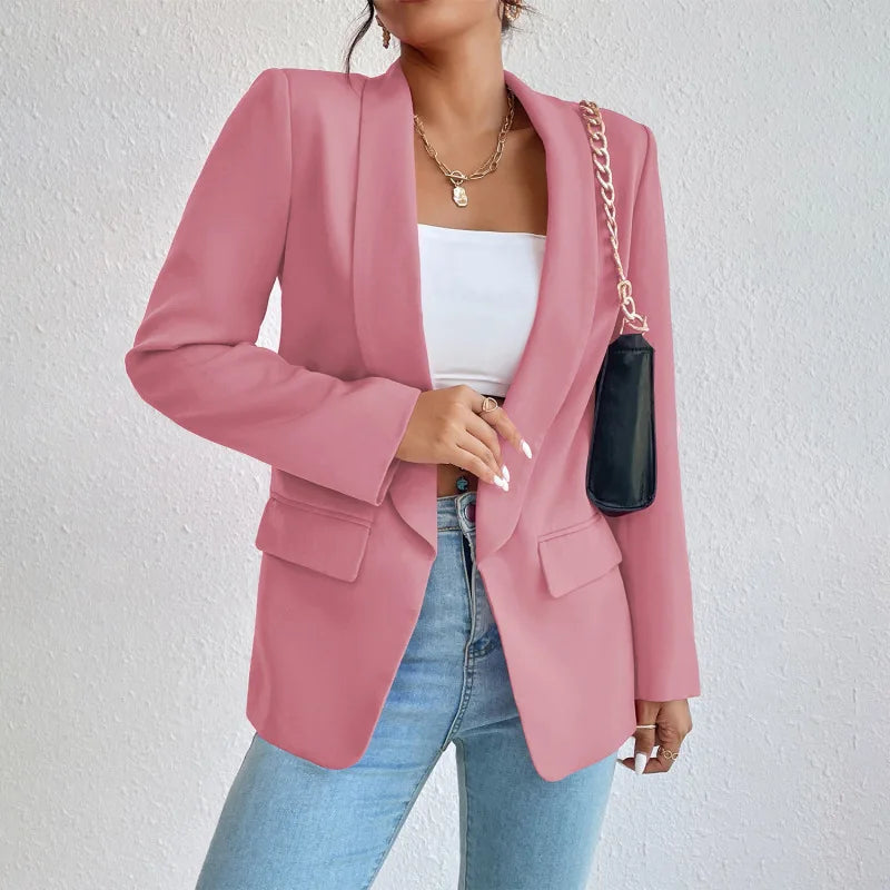 Dam Blazer Modern Snitt Högkvalitativ Elegant Tyger 3