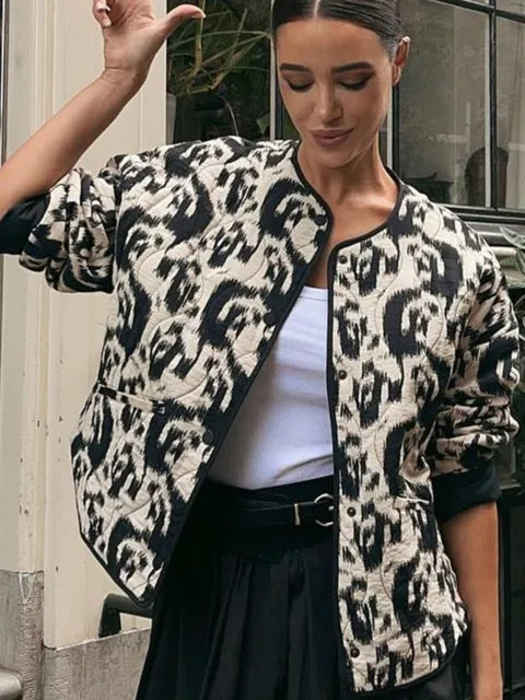 Damjacka Vintage Blommönster Mjuk Material Loose Fit 11